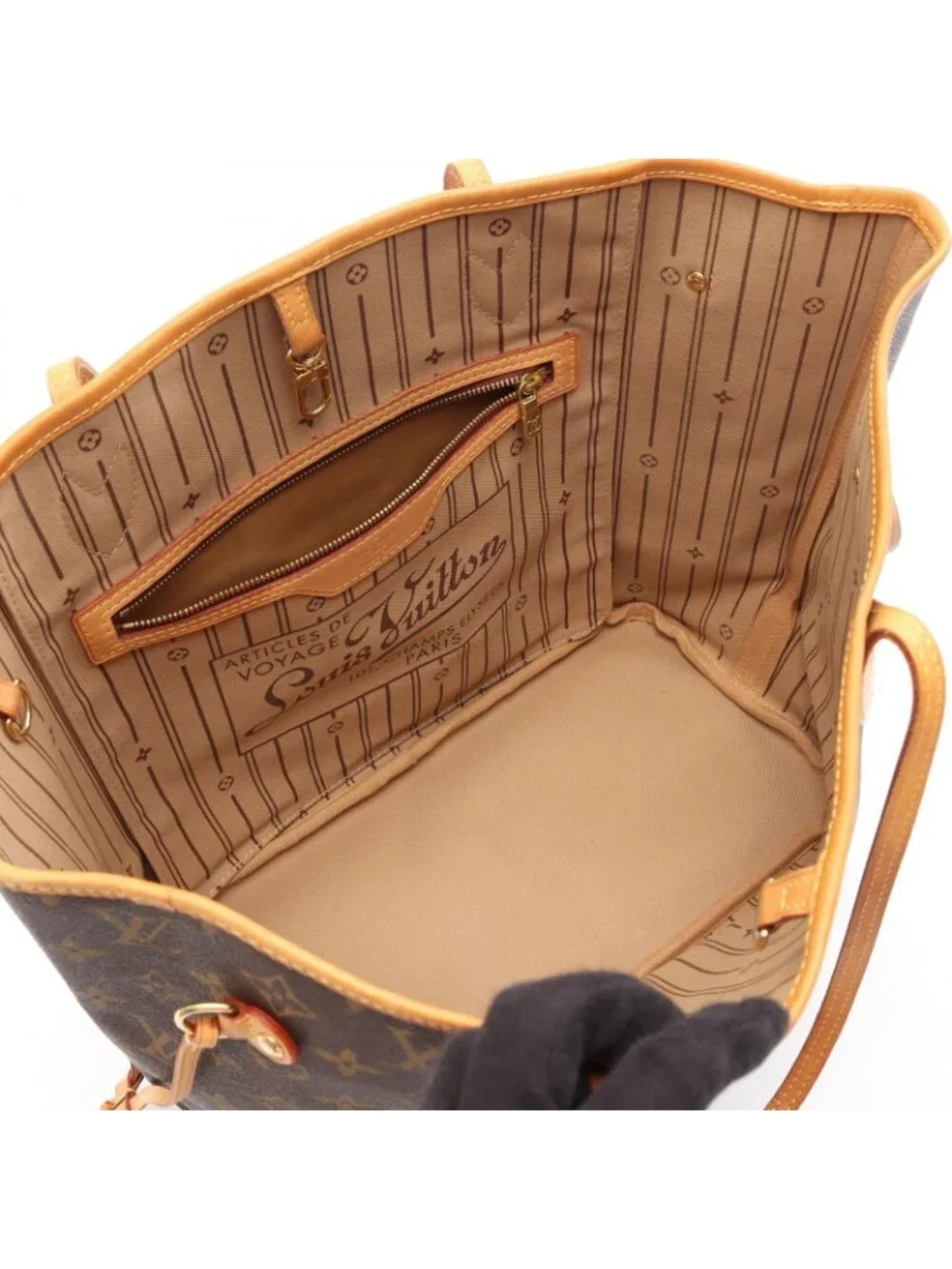 Louis Vuitton Tote Neverfull MM Monogram Canvas Leather